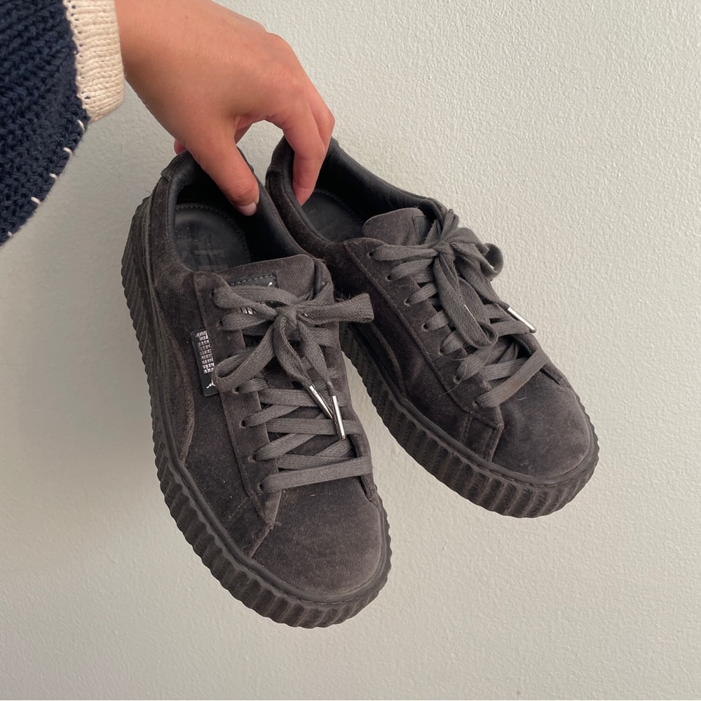 SOLD/ PUMA Fenty Womens Gray Velvet Creepers Sneakers